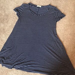 Striped T shirt dress w/ pockets